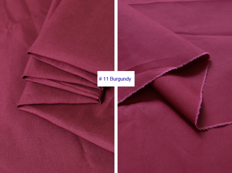 11 burgundy Одноцветный Чистый хлопок Поплин Ткань 50s тонкая летняя рубашка материал платье - Цвет: 11 burgundy