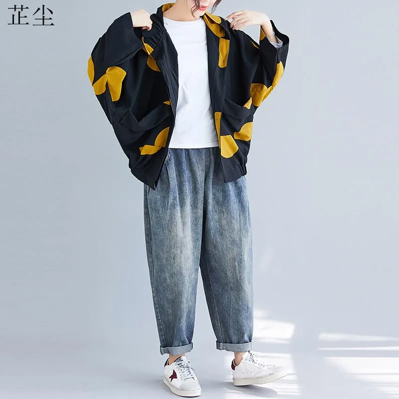 

Oversize Batwing Harajuku Jackets Women Plus Size Hooded Patchwork Cotton Windbreaker Female Big Size Outerwear Coats 5XL 2019