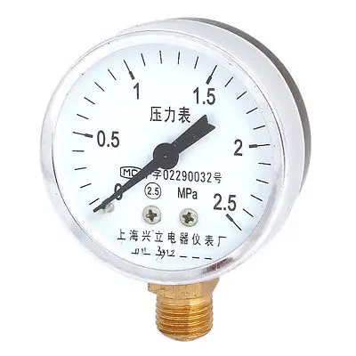 

Y-60 6cm Dia Dial 1/4 NPT Thread 0-2.5Mpa Pneumatic Pressure Gauge