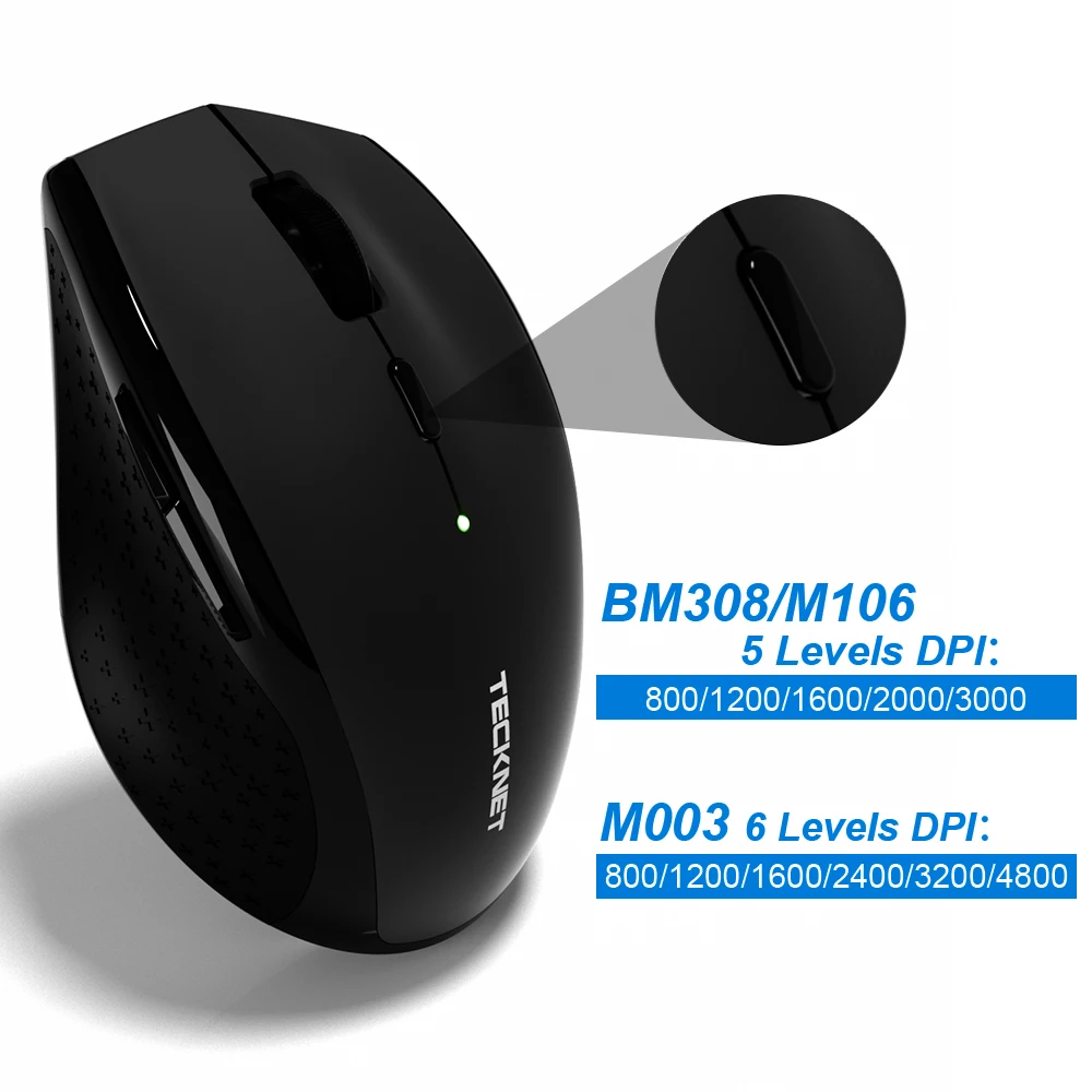 Tecknet Bluetooth Беспроводной Мышь 2.4 г 2600/2000/1600/1200/800 Точек на дюйм для ноутбука Тетрадь PC