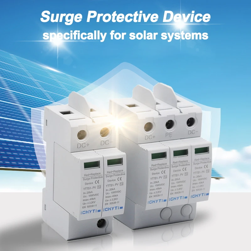 Surge Protective Device SPD DC 2P 600V 1000V 20KA~40KA Surge Protection Arrester House Din Rail Solar Protector surge protective device