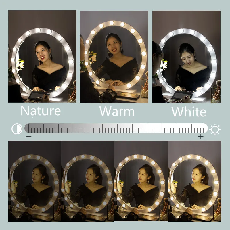 Круглое большое зеркало для макияжа со светодиодной подсветильник кой