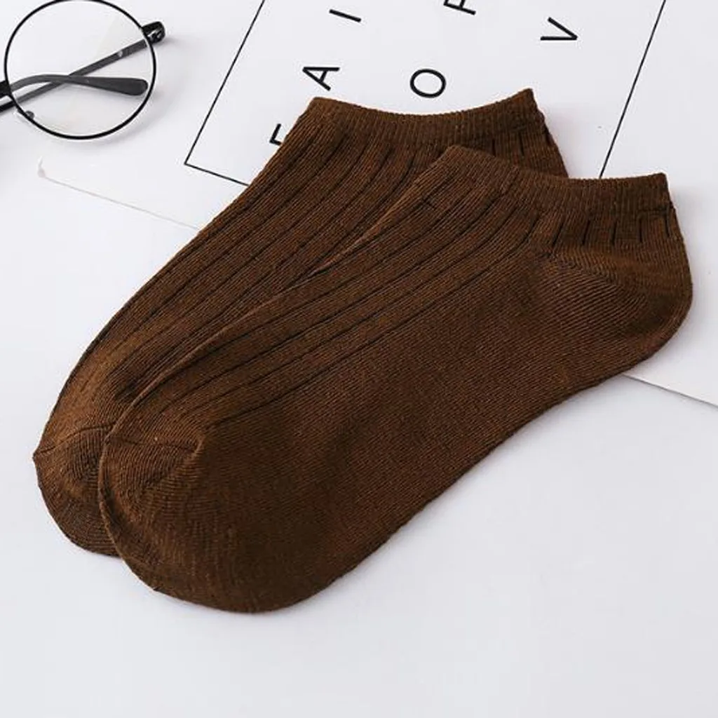 Носки унисекс для взрослых, одноцветные Классические хлопковые носки для женщин и мужчин, цветные носки-тапочки, удобные рабочие носки - Цвет: COFFEE