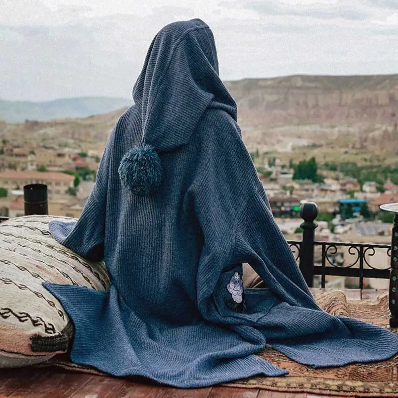 YAMDI, осенне-зимний женский свитер, винтажный женский джемпер с длинным рукавом, caidigan, с разрезом, однотонный, синий, для подиума, макси свитера, новинка