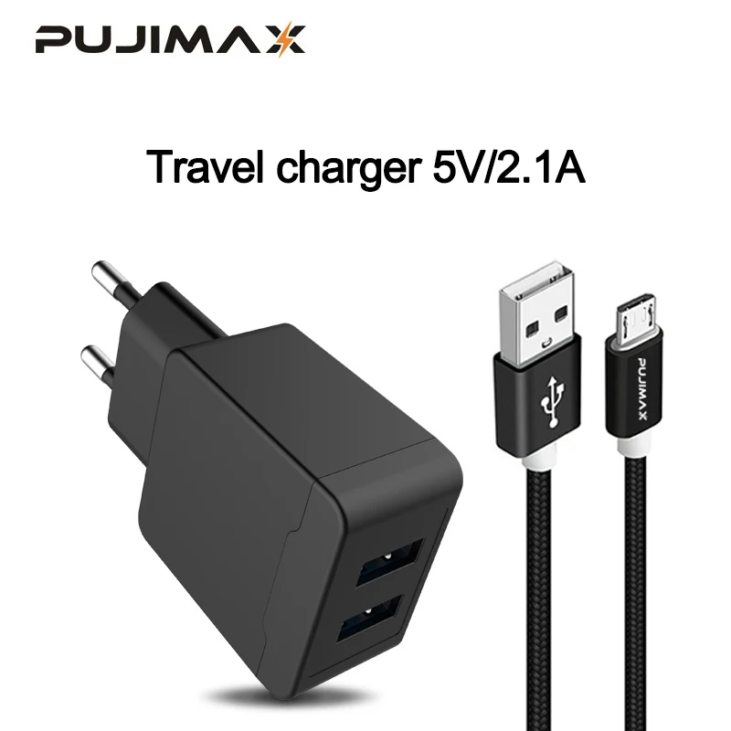 

PUJIMAX USB Charger 2 Ports with 1M cable For iPhone USB Wall/Travel Charger Portable Mobile Phone Charging Adapter For Samsung