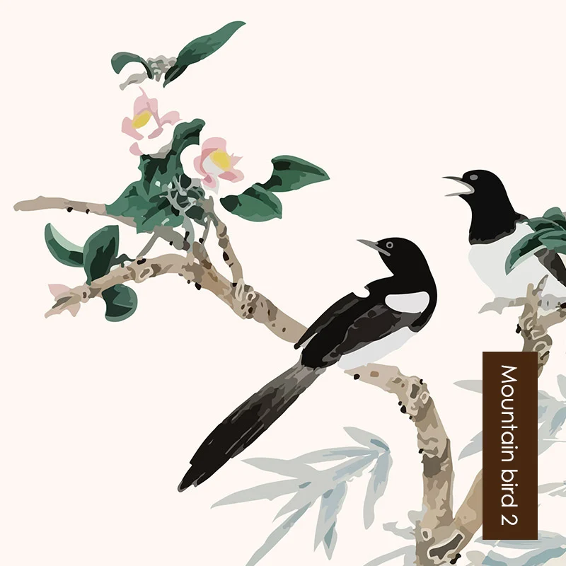 BO-Mountain bird 2 Индивидуальные полиэстер затемненные рулонные шторы китайская живопись пейзаж лотоса экран перегородки рулонные шторы - Цвет: BO-Mountain bird 2
