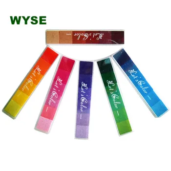 6pcs/lot Inkpad Scrapbooking Gradient colorful Stamp Long DIY Crafts Ink pads Stamps Seal for Kids Finger print  Card Decoration