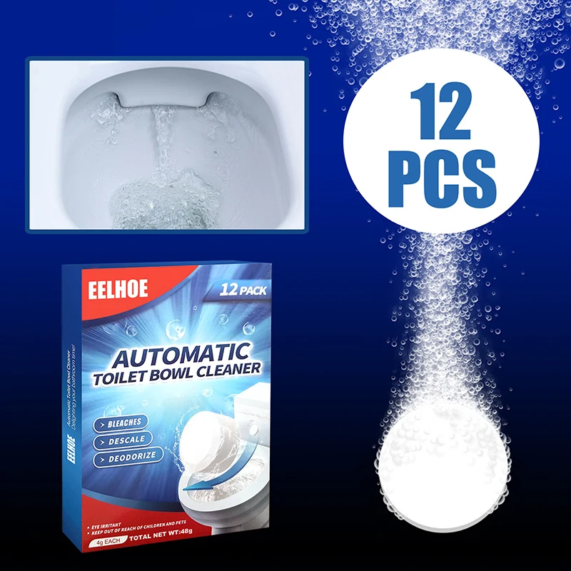 12Pcs Effervescent Tablets Toilet Cleaner Cleaning And Descaling Multi-effect Kitchen Bathroom Deodorant Stain | Дом и сад