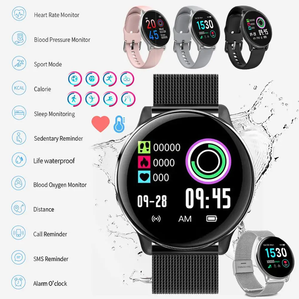 

Waterproof Pedometer Smart Bracelet Fitness Tracker Health Watch Heart Rate Monitor IP68 Bluetooth Women Men Clock Counts Steps