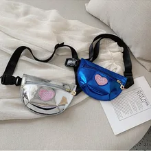 WENYUJH/ детская поясная сумка, Яркие Кожаные сумки на плечо, милые мини-сумки для маленьких девочек с ремнем для денег, детские дорожные сумки с сердцем