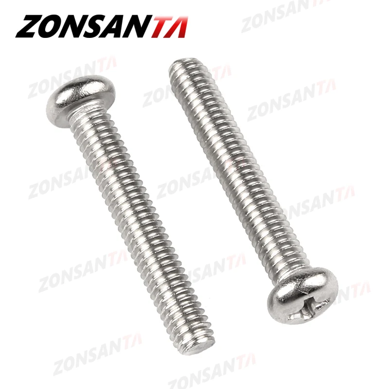 ZONSANTA M1.6 M2 M2.5 M3 M4 M5 M6 DIN7985 GB818 304 Stainless Steel Cross Recessed Pan Head Screw Phillips TV Computer Bolts cross recessed pan head screw