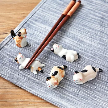 

Cat Chopstick Holder Ceramic Kitten Chopsticks Rest for Dining Table Spoon Fork Chopstick Shelf Holder Cute Christmas Gifts