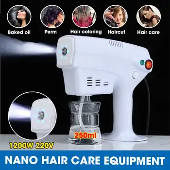 

220V 1200W 250ml Disinfection Blue Light Nanos Steam Guns Hair Care Spray Machine Ultra Fine Aerosol Water Mist Trigger Sprayer