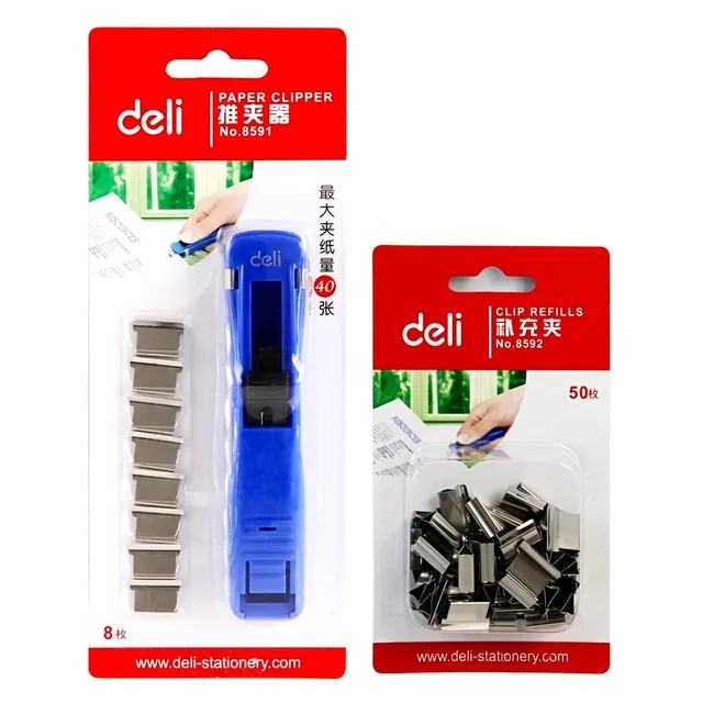 Эффективная школа Push-pull c02 дополнение c02 deli 8591 запасной файл Bookc18 устройство школьный металлический зажим - Цвет: clipper with 58clips