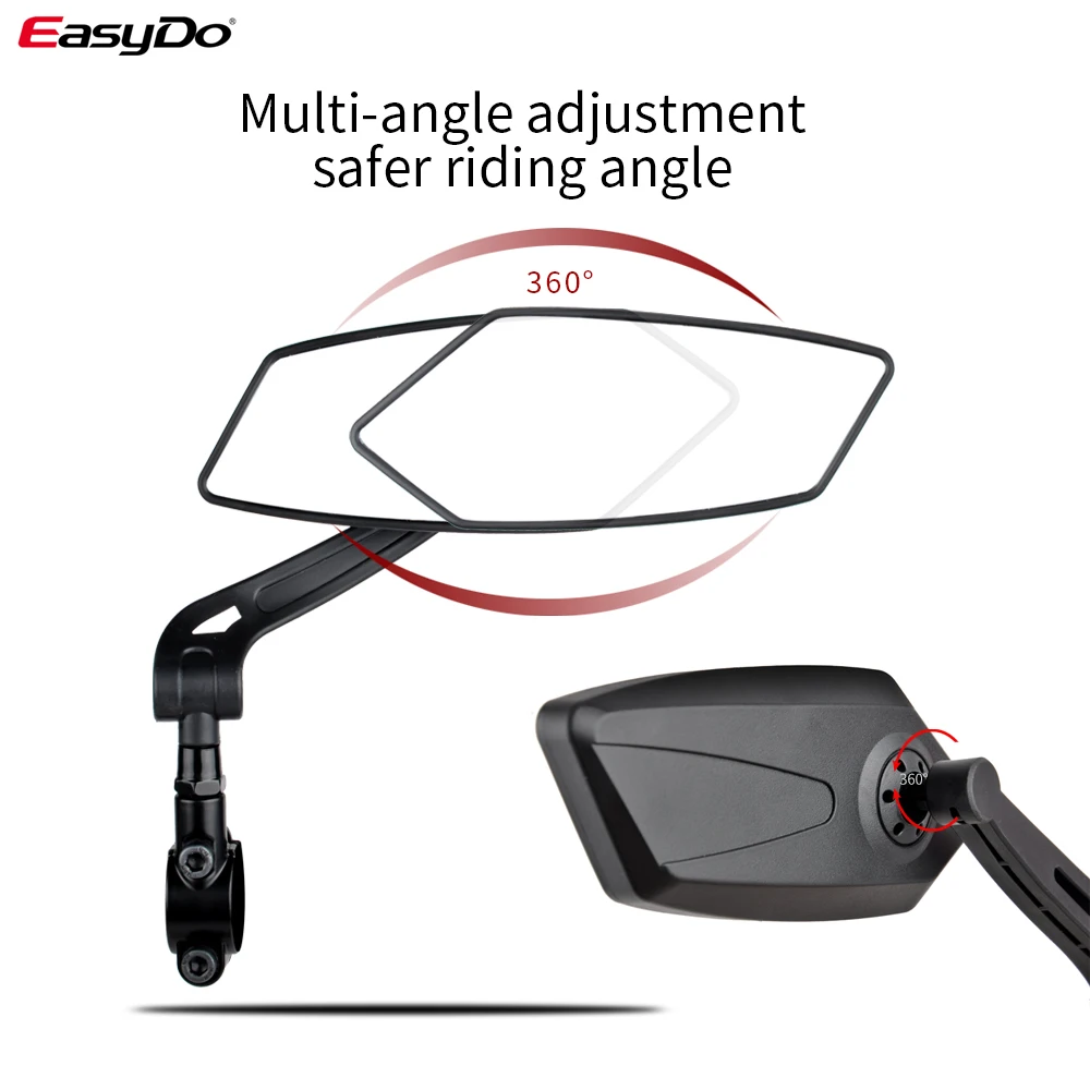 EasyDo Bicycle Handlebar Rear View Mirror Bike Cycling Wide Range Back Sight Reflector Adjustable Left Scooter E Bike Mirror