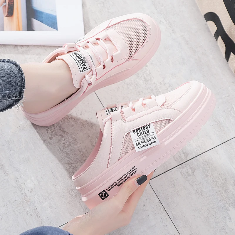 Spring SUMMER Women Vulcanized Shoes Breathable Light Comfortable White Shoes Student Fashion Mesh Platform Shoes Size 35-40