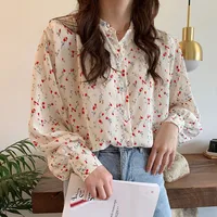 Bella philosophy 2020 Spring Women Long Sleeve loose Blouse Lady print V-Neck Shirts Female lantern sleeve casual streetshirts 1