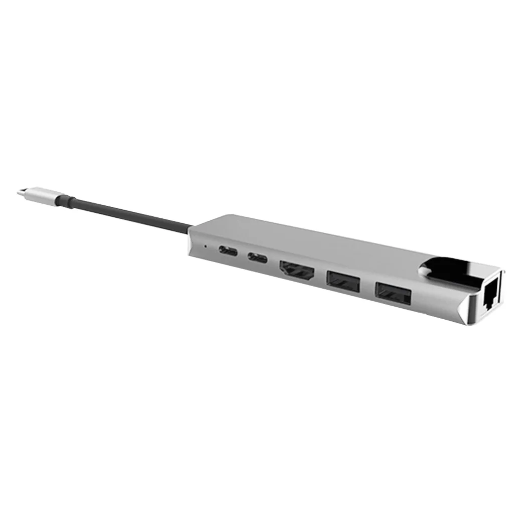 6 в 1 Алюминиевый сплав USB 3,0 порты type-C концентратор Usb-C до 4K HD ноутбук Rj45 Gigabit Ethernet сеть PD концентратор