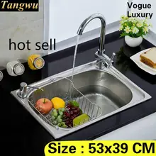 Квартира Роскошные мыть овощи vogue кухня один корыто раковина высокое качество 304 нержавеющая сталь 53x39 см