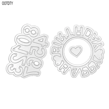

OOTDTY DIY Happy Birthday Numbers Cutting Dies Embossing Stencil Template for Scrapbooking Embossing Paper Card making