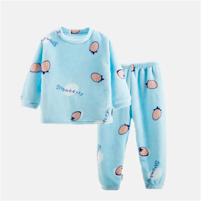 Boys Girls Pajamas Sets Autumn Winter Thicken Flannel Pijamas Children coral fleece cartoon Pajamas for Boys Kids pijamas baby girl nightgowns