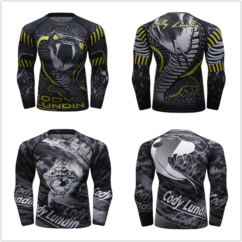 Мужская кикбоксинговая змея ММА рубашка Rashguard боксерская брикет для фитнеса Муай