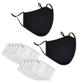 

Black Mascarillas Cotton Mouth Mask Reusable Protective with PM2.5 Filter Mask Adjustable Face Cover Mouth Caps Adult Outdoor
