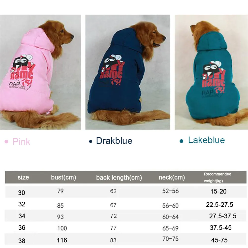 Cartoon Dog Coat Winter Fleece Lined Warm Dog Jacket Winter Christmas Clothes Cold Weather Pink Blue Pet Clothes Honden Kleding