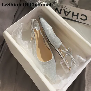 

Sweet Bow-tie Espadrilles Women Clear Heels Shoes Woman Flats Slingback Bling Bling Party Shoes Bride Slip ons Zapatillas Mujer