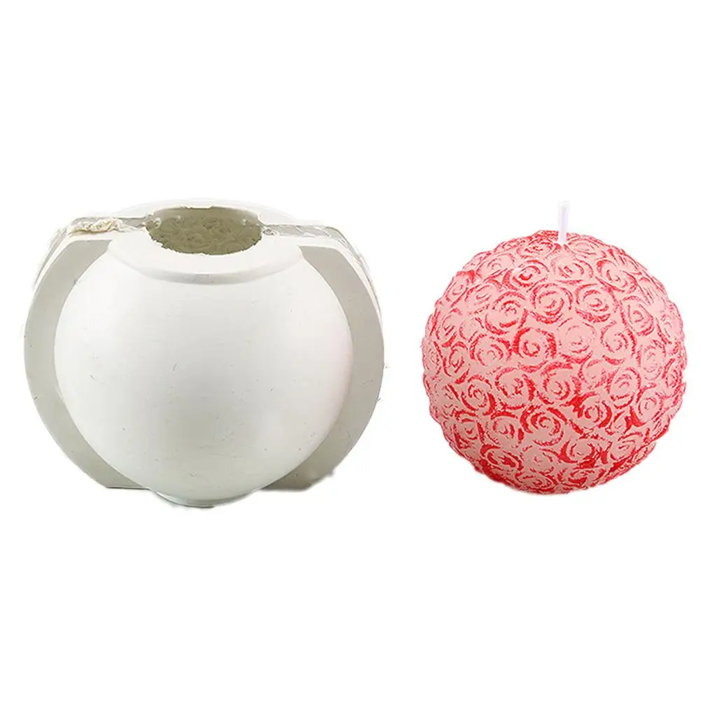 

Rose Flower Ball Silicone Mold 3D Candle Mold Rose Flower Craft Handmade Soap Candle Molds Home Decoration Tools