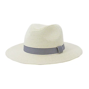 

Straw Hat Women Summer Sun Beach Panama Wide Brim Ribbon UV Protection Outdoor Accessory