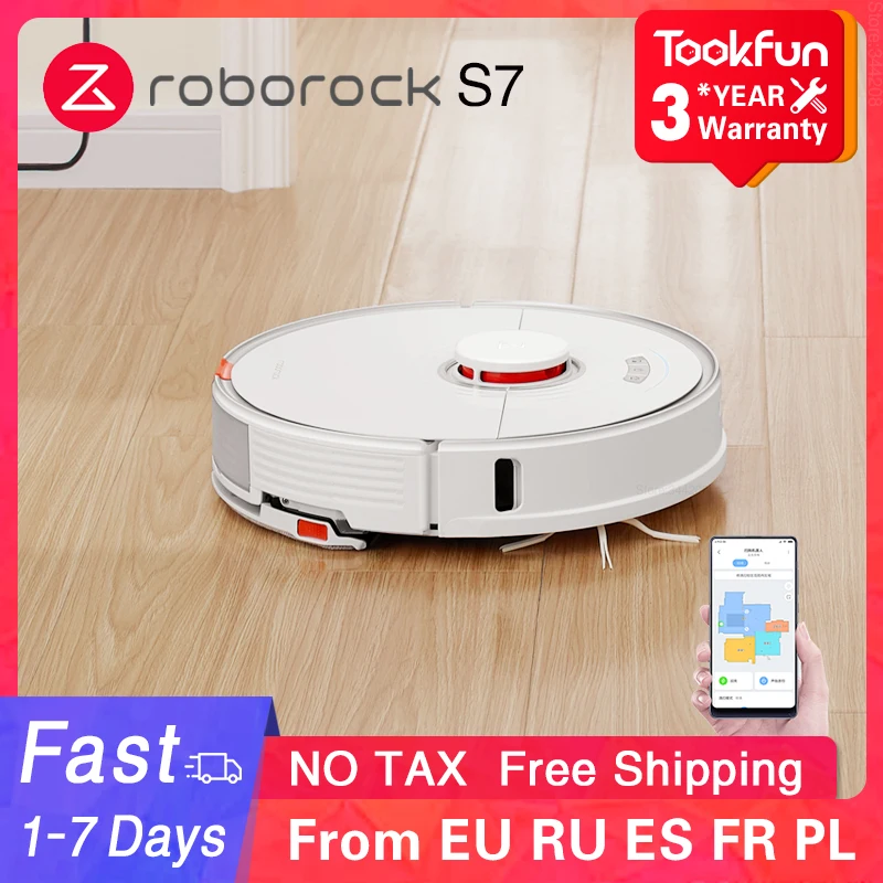New Roborock S7 Robot Vacuum Cleaner for Home Sweeping Dust Sterilize Cyclone Suction Sonic