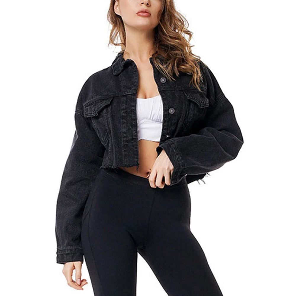 LASPERAL, женский джинсовый Бомбер с потертостями, Базовая куртка на пуговицах, Женская Повседневная винтажная верхняя одежда, Осеннее женское модное пальто, уличная одежда