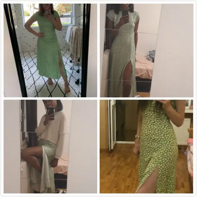 Heydress Для женщин летние пикантные туфли с низким вырезом на спине винтажное платье-миди с цветочным принтом Разделение бохо платье Повседневное праздник леди пляжное платье Vestidos