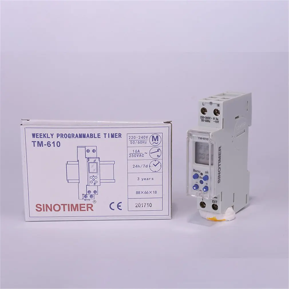 SINOTIMER 220 В/110 В TM610 1P 18 мм одиночный модуль din-рейку ЖК-цифровой 7 дней 24 часа программируемый таймер переключатель