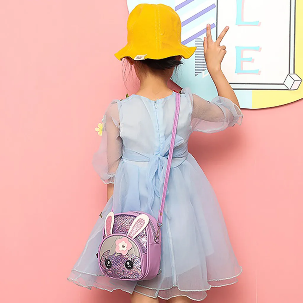 Brand New And High Quality Children Blinking Sequins Backpack Fashion Wild Cute Rabbit Ear Backpack Latest Hot Wild GQ7