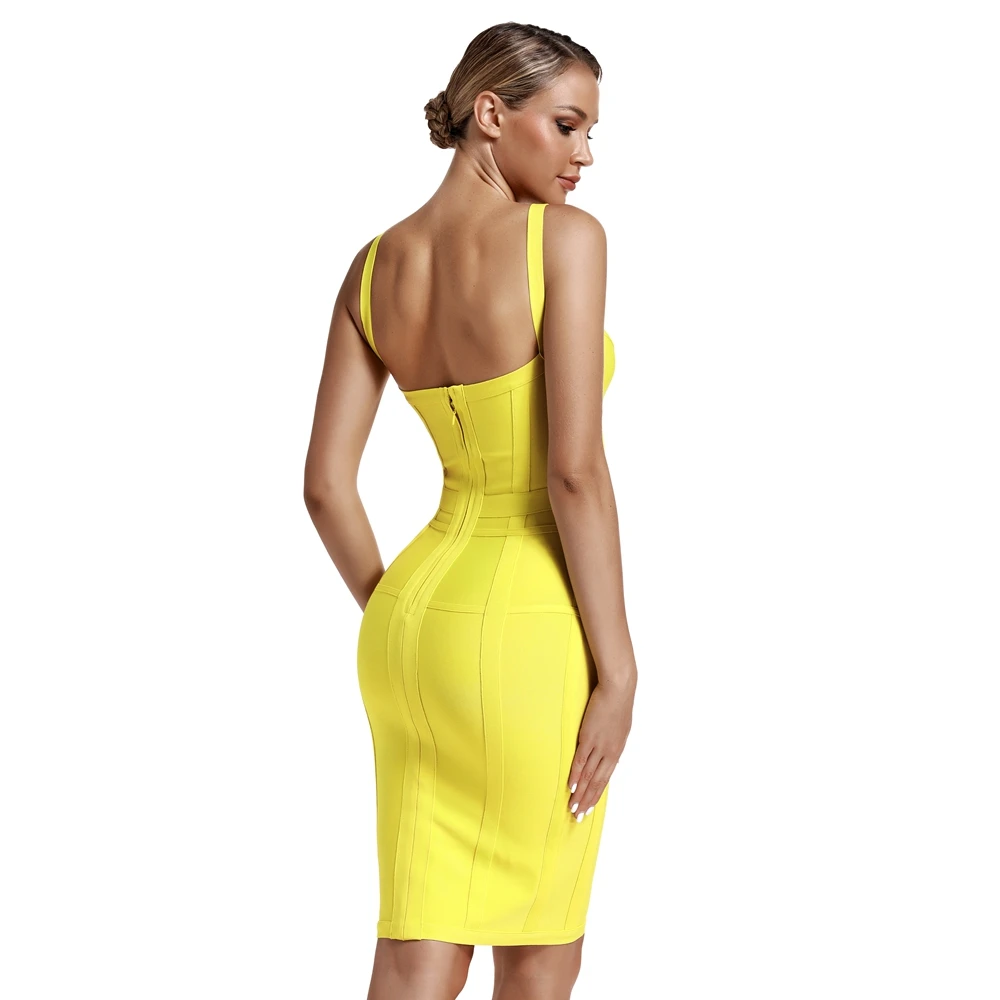 Женское облегающее платье с корсетом лимоном вечернее v образным вырезом в стиле