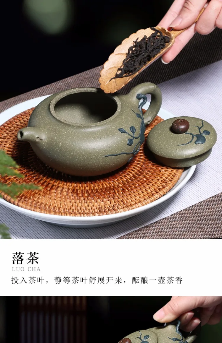 sem vestido minério clorite decalques lentilhas pote de kung fu chá conjunto