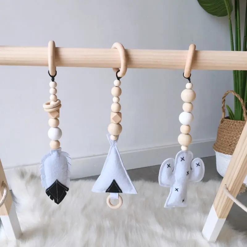 Baby Gym Toy Frame Sensory Nursery Kids Room Decoration Infant Clothes Wooden Rack