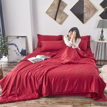 

Solid color Air-Condition Quilt Summer Comforter Quilt Washed Polyester Fabric Microfiber Stitching Twin Queen for bed quilt