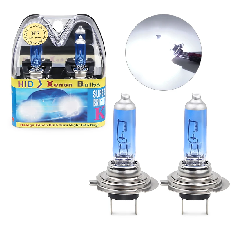 2pcs H7 55W 12V HOD Xenon White 6000k Halogen Car Head Light Globe Bulb Lamp