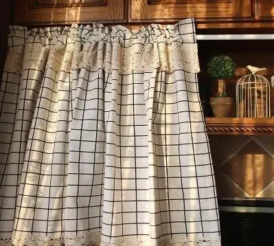 Plaid Высокое качество, занавеска с вышивкой, много цветов, кружевная кофейная занавеска для кухни, Короткая занавеска, небольшая занавеска - Цвет: Plaid
