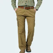 Осенне-зимние повседневные брюки карго с карманами, мужские брюки в стиле милитари, хлопковые Свободные мешковатые штаны, Мужская одежда для бега размера плюс