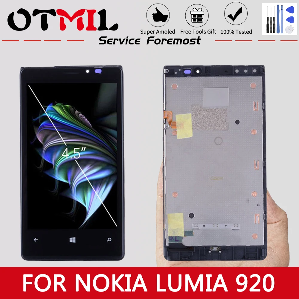 

4.5" OTMIL IPS For NOKIA Lumia 920 Touch Screen Display Replacement with Frame For NOKIA Lumia 920 Display For NOKIA 920 LCD *