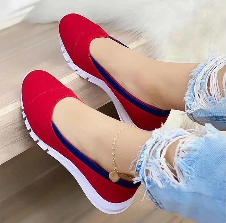 Ladies Handmade Solid Color Women Shoes Classic Casual  Flat Heel Shoes Comfortable Non slip Fashion Zapatos De Mujer Sneakers