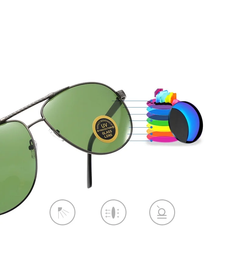 Vazrobe glass Sun glass es мужские «авиационные» очки большого размера черный коричневый камень кристалл против царапин солнцезащитные очки es для мужчин