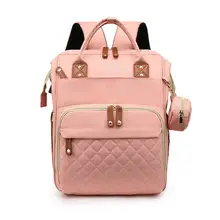 Bolsa de pañales de maternidad, mochila con cambiador, bolsa de pañales de hombro doble de gran capacidad con cama de viaje plegable para bebé