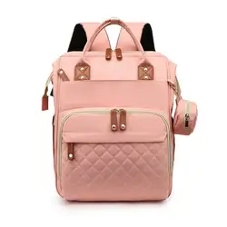 Sac à couches de maternité avec Station à langer, sac à dos de grande capacité à Double épaule avec lit de voyage pliable pour bébé 