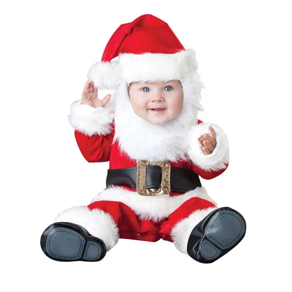 Toddler Girl Clothes Baby Boys Kids Christmas Santa Cosplay Top Pants Hat Belt Set Outfits Vetement Enfant Fille |