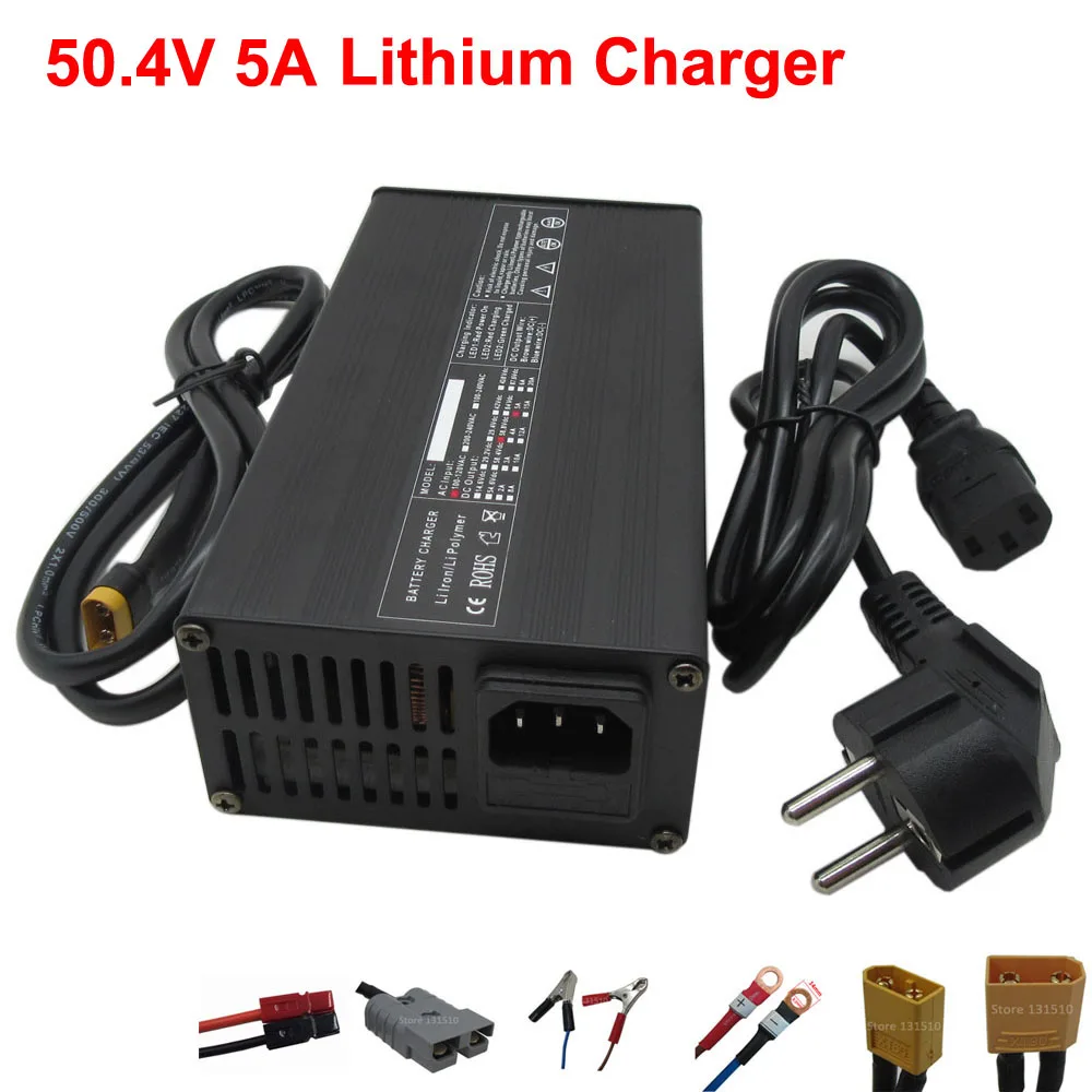 50.4V 5A Charger 44.4V Li ion Battery XT60 Port for 43.2V 12S Lithium Li-ion Electric Bike Bicycle Pack | Электроника